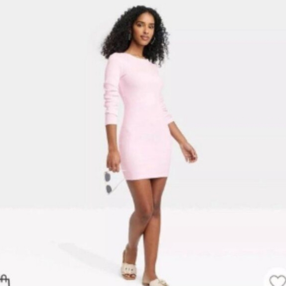 Universal Thread Light Pink Ribbed Long Sleeve Dress XXL - Picture 3 of 13